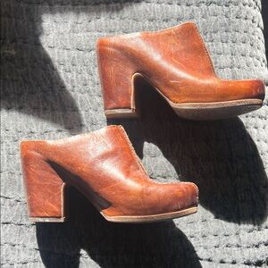 Kork-Ease Tan Leather High Heel Mules